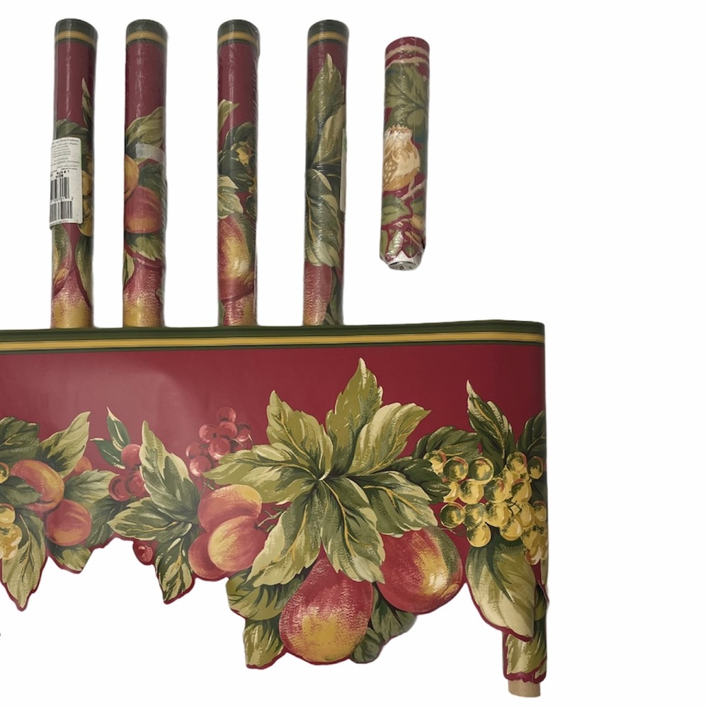 Waverly Wall Border Fruit Floral Pattern #5504861 Flowers Home Decor Burgundy - Picture 1 of 10